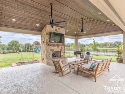 Custom Patio Cover and Fireplace in Richmond, Texas