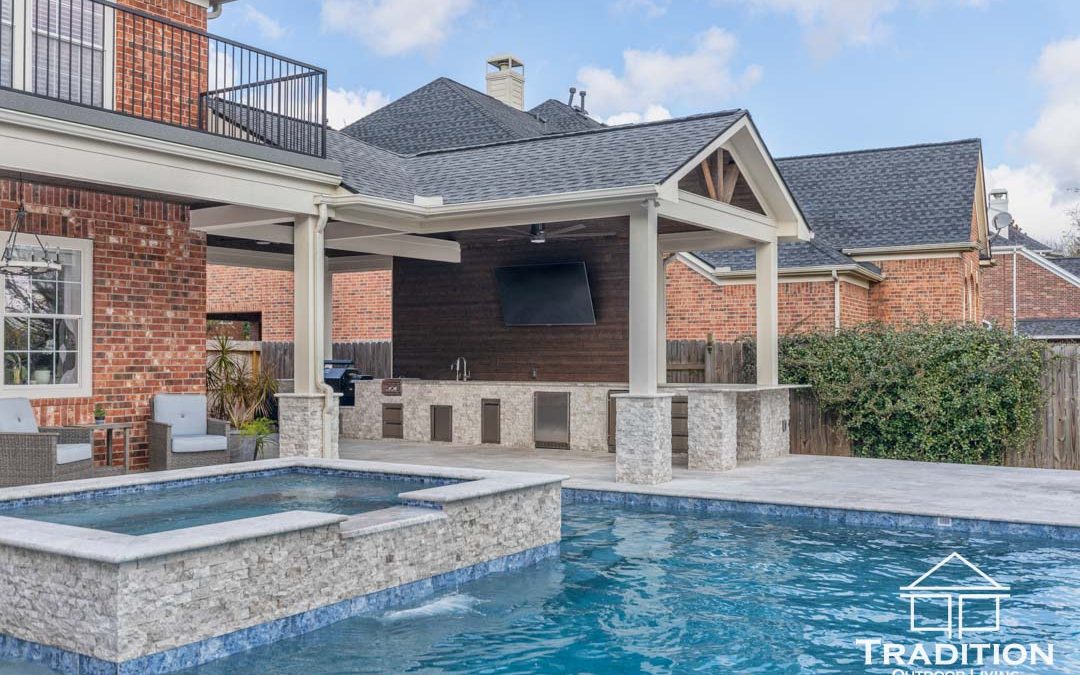 Custom Pool, Patio Cover & Outdoor Kitchen in Houston, TX | Tradition Outdoor Living