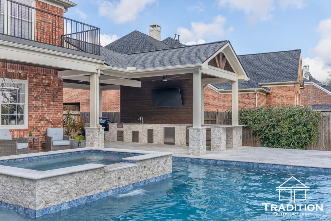 Custom Pool, Patio Cover & Outdoor Kitchen in Houston, TX | Tradition Outdoor Living