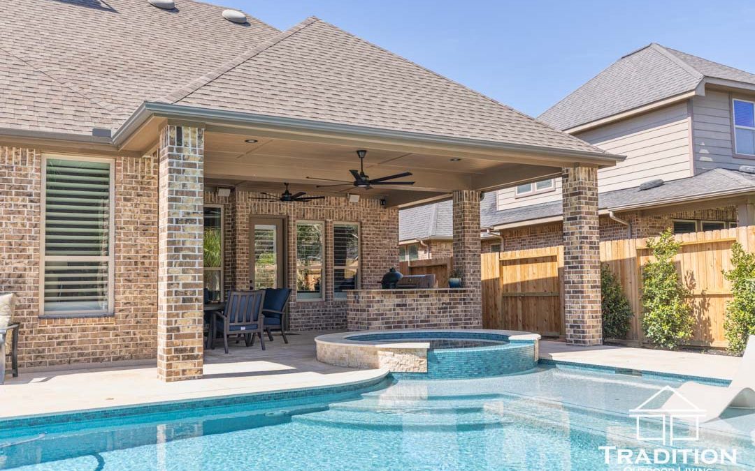 Custom Patio Cover & Outdoor Kitchen in Katy, TX | Seamless Brick Design