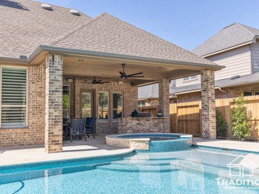 Custom Patio Cover & Outdoor Kitchen in Katy, TX | Seamless Brick Design