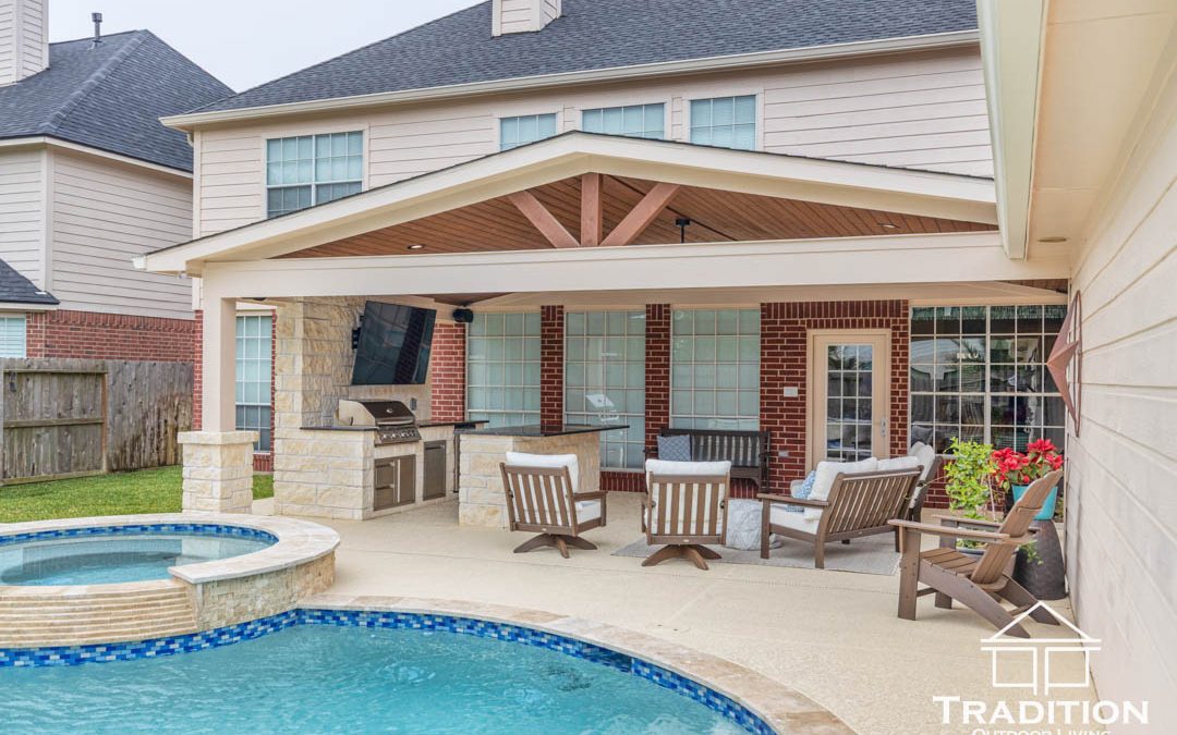 Custom Patio Cover, Pool & Outdoor Kitchen Project in Cypress, TX