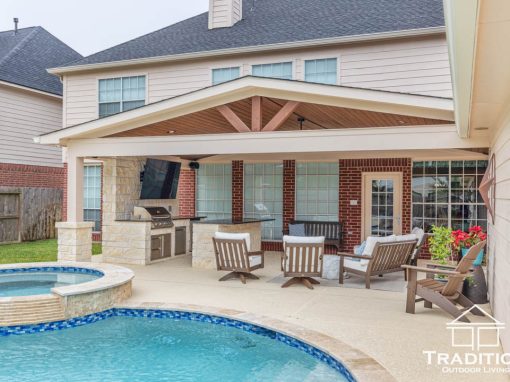 Custom Patio Cover, Pool & Outdoor Kitchen Project in Cypress, TX