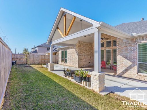 Custom Patio Cover with Stone Columns in Katy, TX | Tradition Outdoor Living