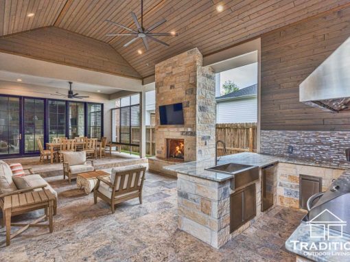 Houston Outdoor Living Space with Outdoor Kitchen & Fireplace
